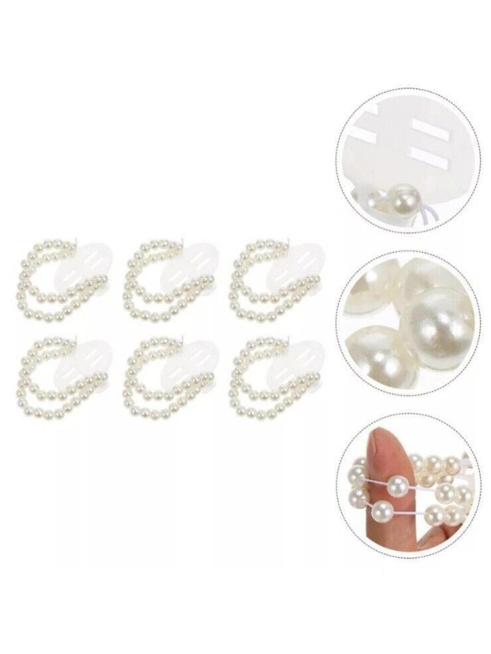 6pc Wrist Corsage Bridal Prom Elegant Beaded Faux Pearl Bracelets Wedding Formal